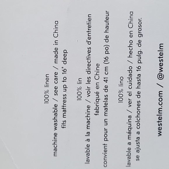 West Elm European Flax Linen Sheet Set Frost Gray, Size King, Retail $309.00US - Picture 4 of 16